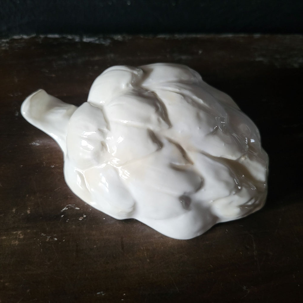 Vtg Ceramic Artichoke Figurine Decorative Home Accent White Crazing and Staining