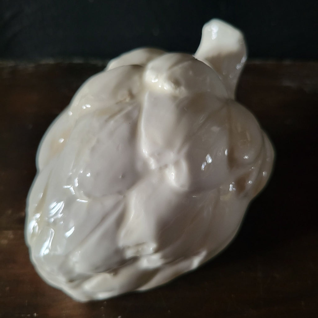 Vtg Ceramic Artichoke Figurine Decorative Home Accent White Crazing and Staining