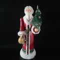 Department 56 Wood Santa Holding Tree & Gifts Red Robe Fur Trim 11.5”
