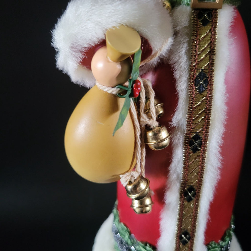 Department 56 Wood Santa Holding Tree & Gifts Red Robe Fur Trim 11.5”