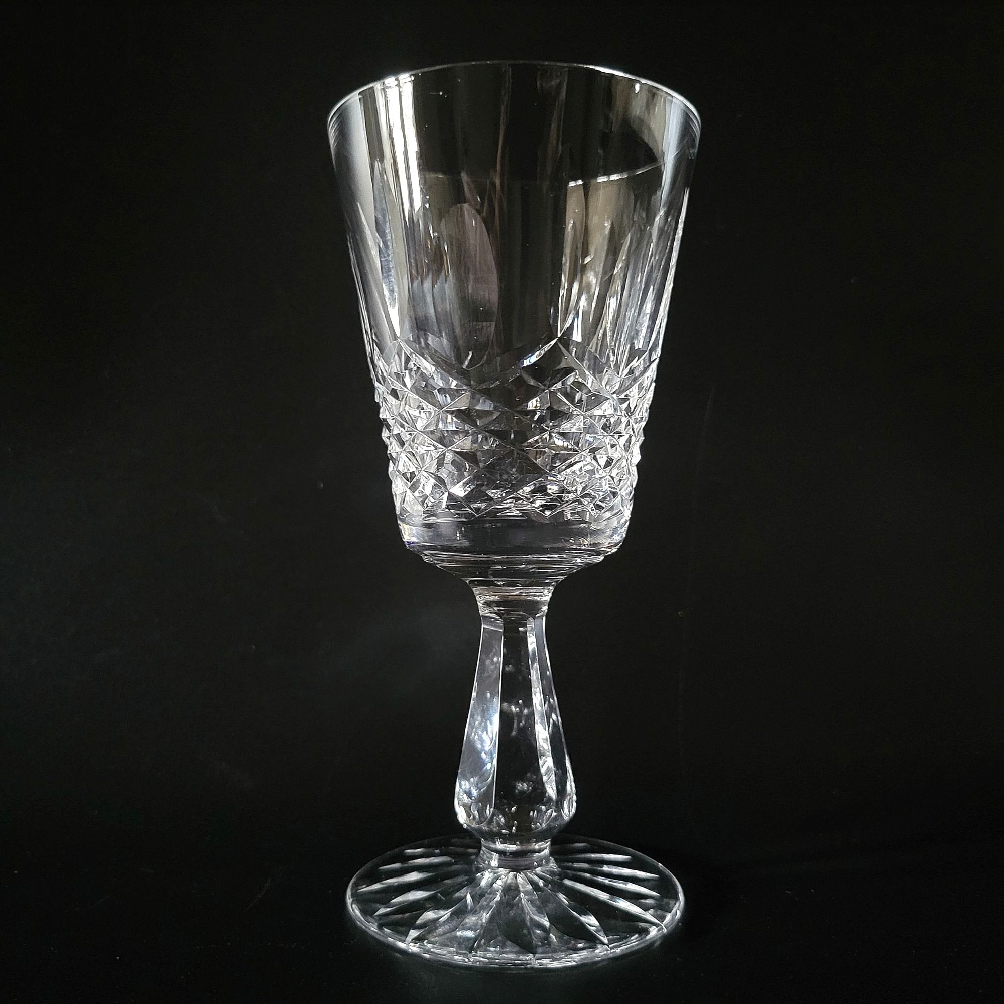 Vintage Waterford Crystal Kenmare Claret Wine Glass 6" Cut Diamond Design