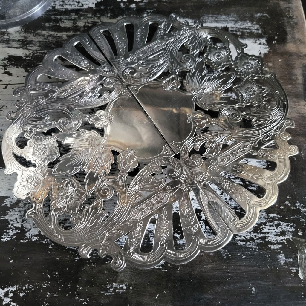 Vintage Wallace Silverplate Expandable Trivet 7333 With Floral Engraving 15.375"