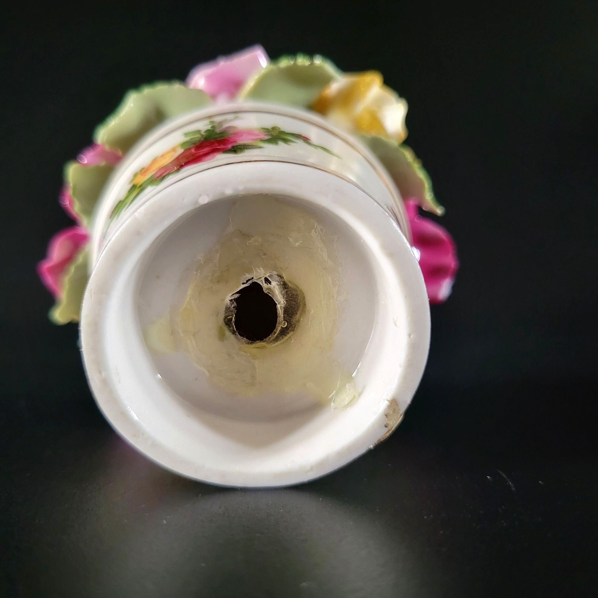 Small Vintage Royal Albert Old Country Roses Flowers In Pot Figurine 3"