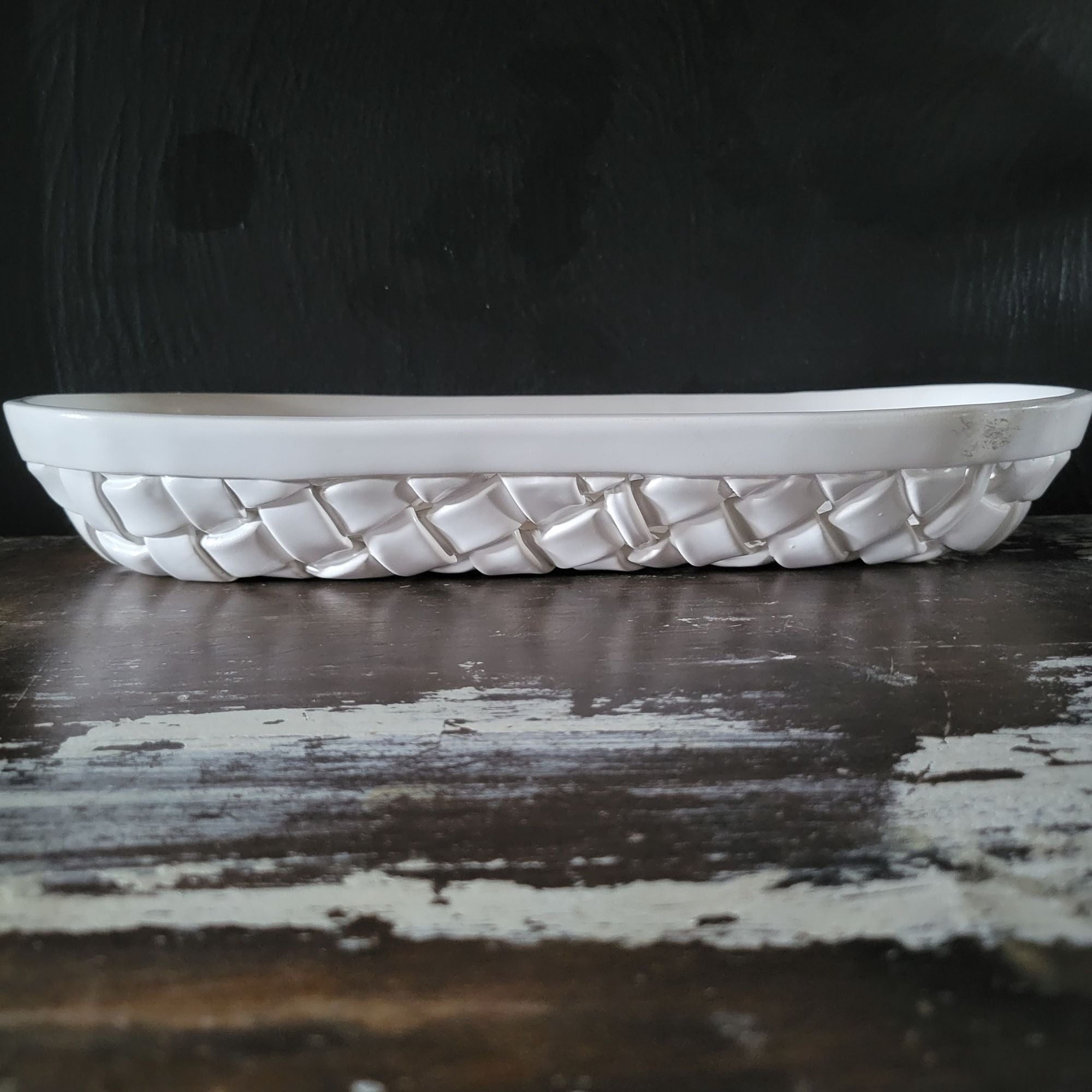 Vintage Italian White Ceramic Bread Basket, Centerpiece Bowl