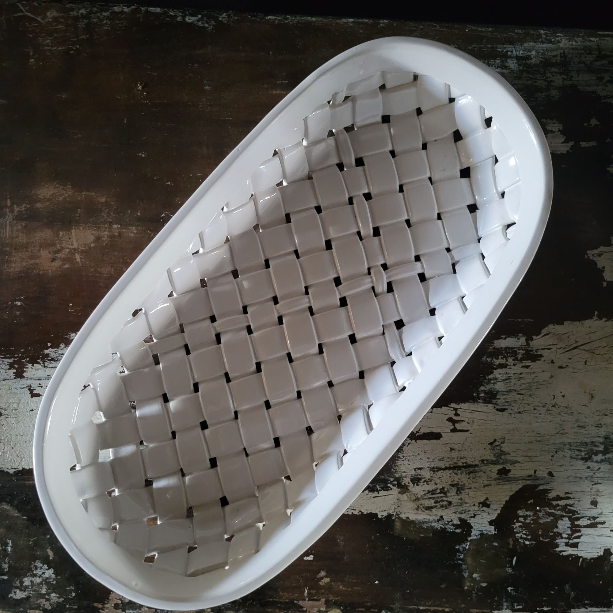 Vintage Italian White Ceramic Bread Basket, Centerpiece Bowl