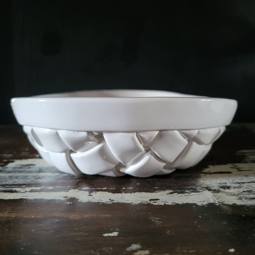 Vintage Italian White Ceramic Bread Basket, Centerpiece Bowl