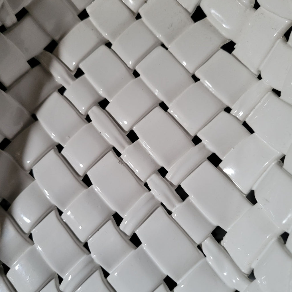 Vintage Italian White Ceramic Bread Basket, Centerpiece Bowl