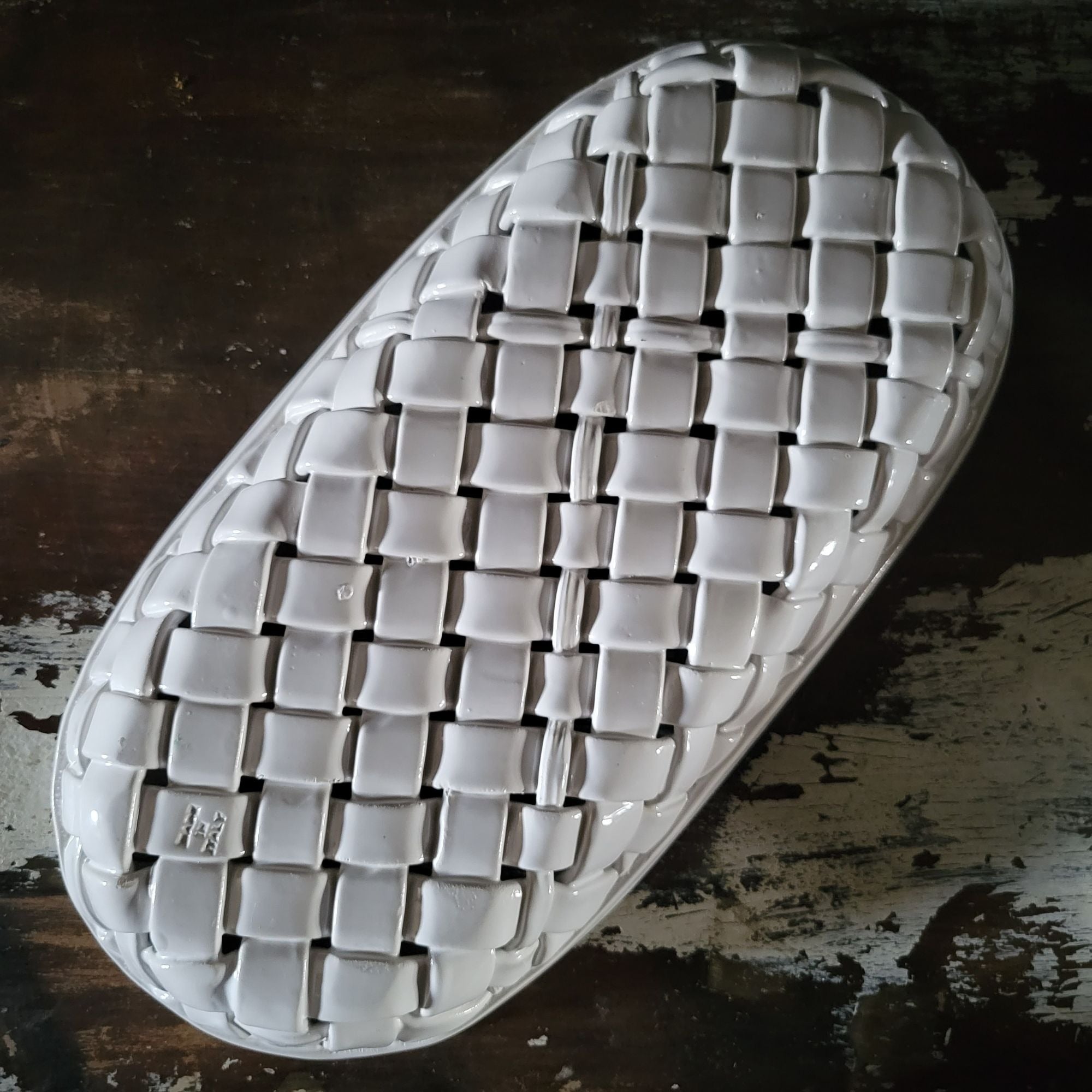 Vintage Italian White Ceramic Bread Basket, Centerpiece Bowl