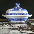 Antique Ridgway England Blue Willow Square Covered Vegetable Dish w/ Lid  *Read