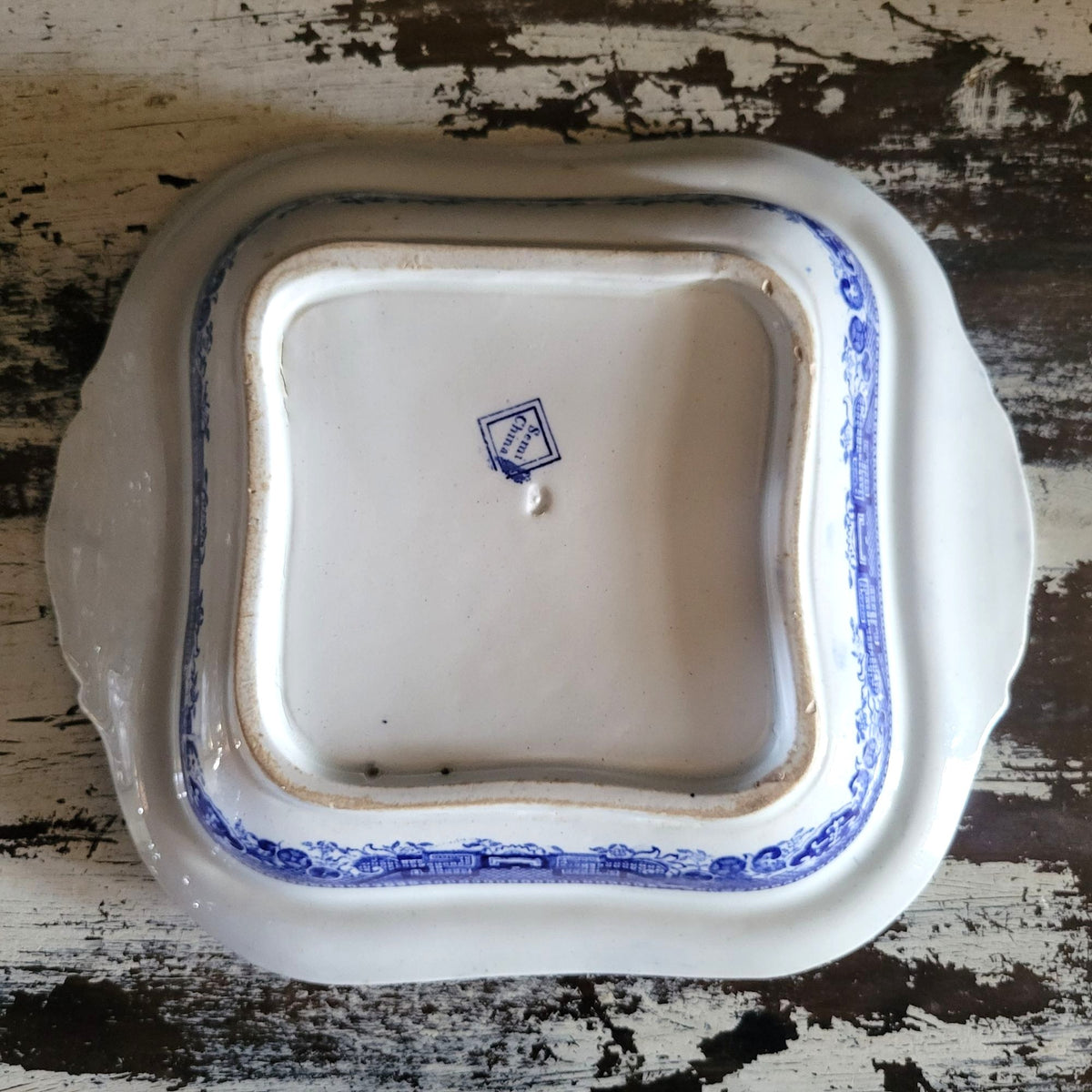 Antique Ridgway England Blue Willow Square Covered Vegetable Dish w/ Lid  *Read