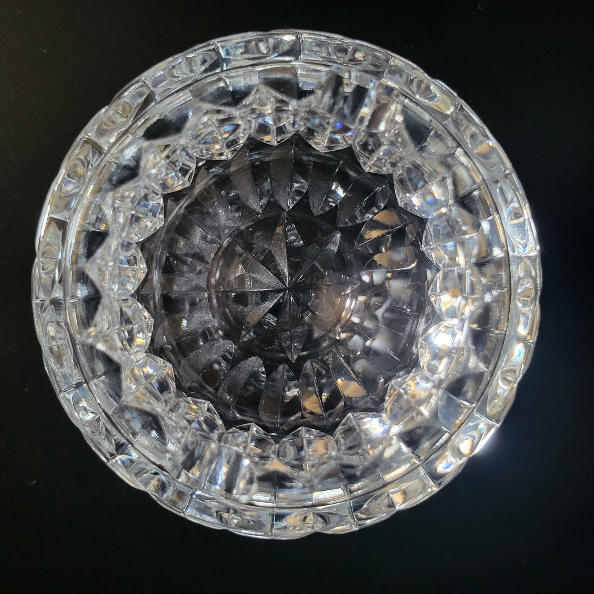 Waterford Heavy Cut Crystal Ashtray Bowl Faceted Design 3.5" Diameter