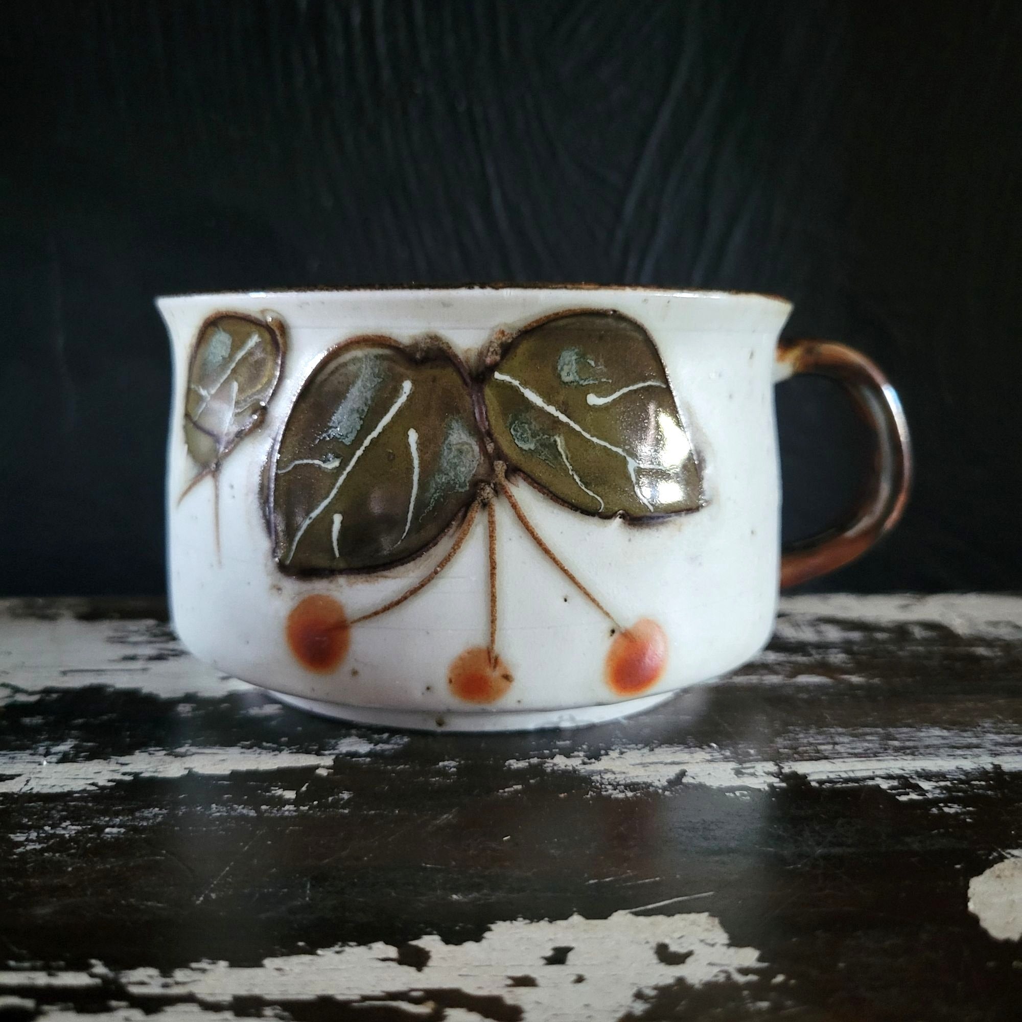 Vintage Otagiri Bittersweet Pattern Ceramic Soup Mug With Handle MCM Stoneware