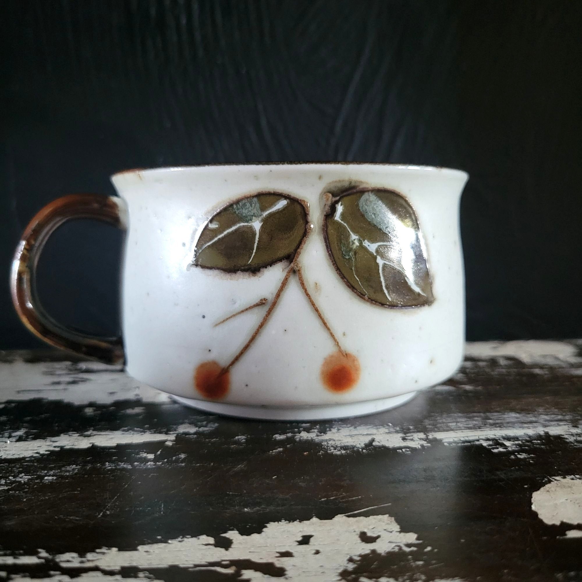 Vintage Otagiri Bittersweet Pattern Ceramic Soup Mug With Handle MCM Stoneware