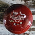 Vintage Rosewood Box With Mother Of Pearl Dragon Inlay Round Wood Box