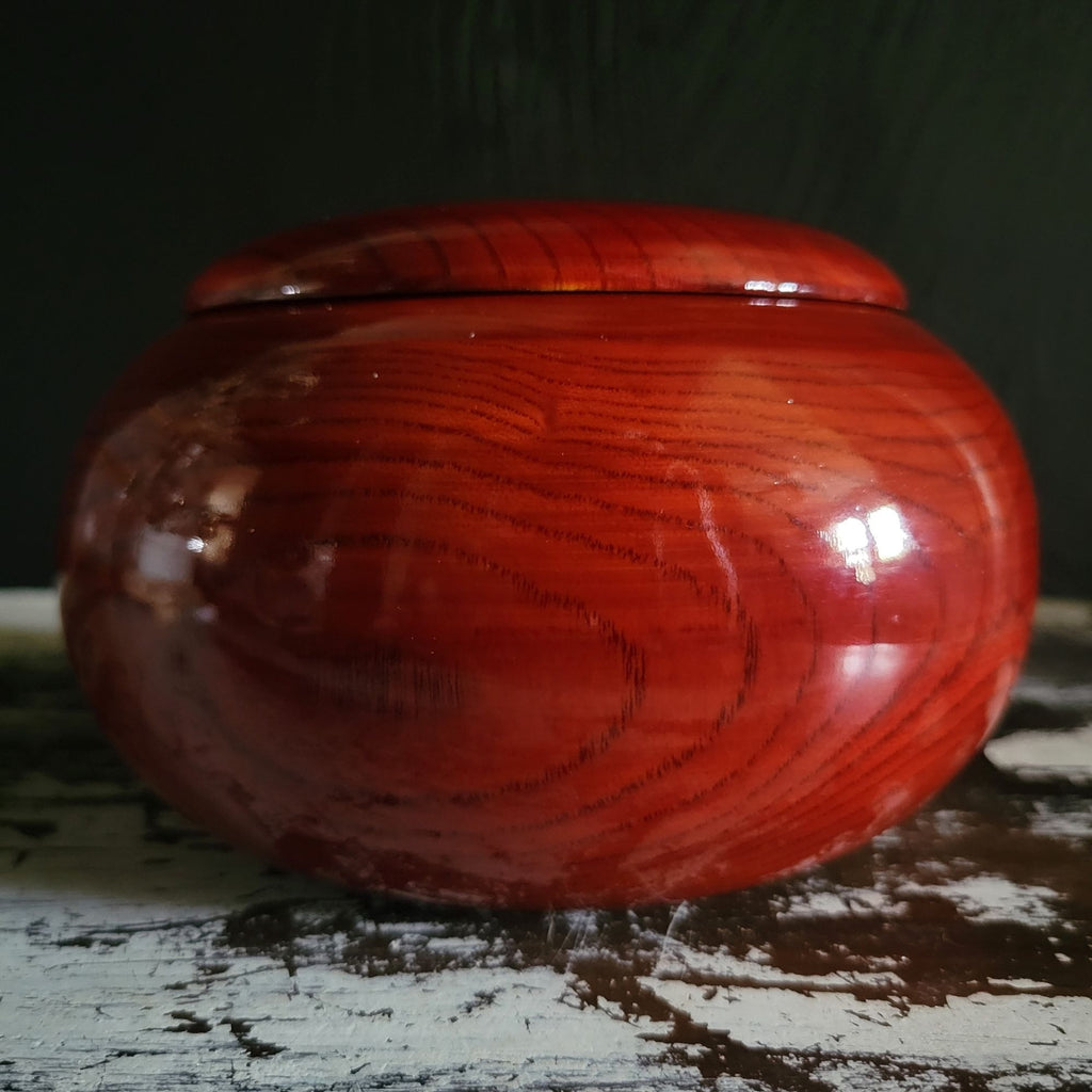 Vintage Rosewood Box With Mother Of Pearl Dragon Inlay Round Wood Box
