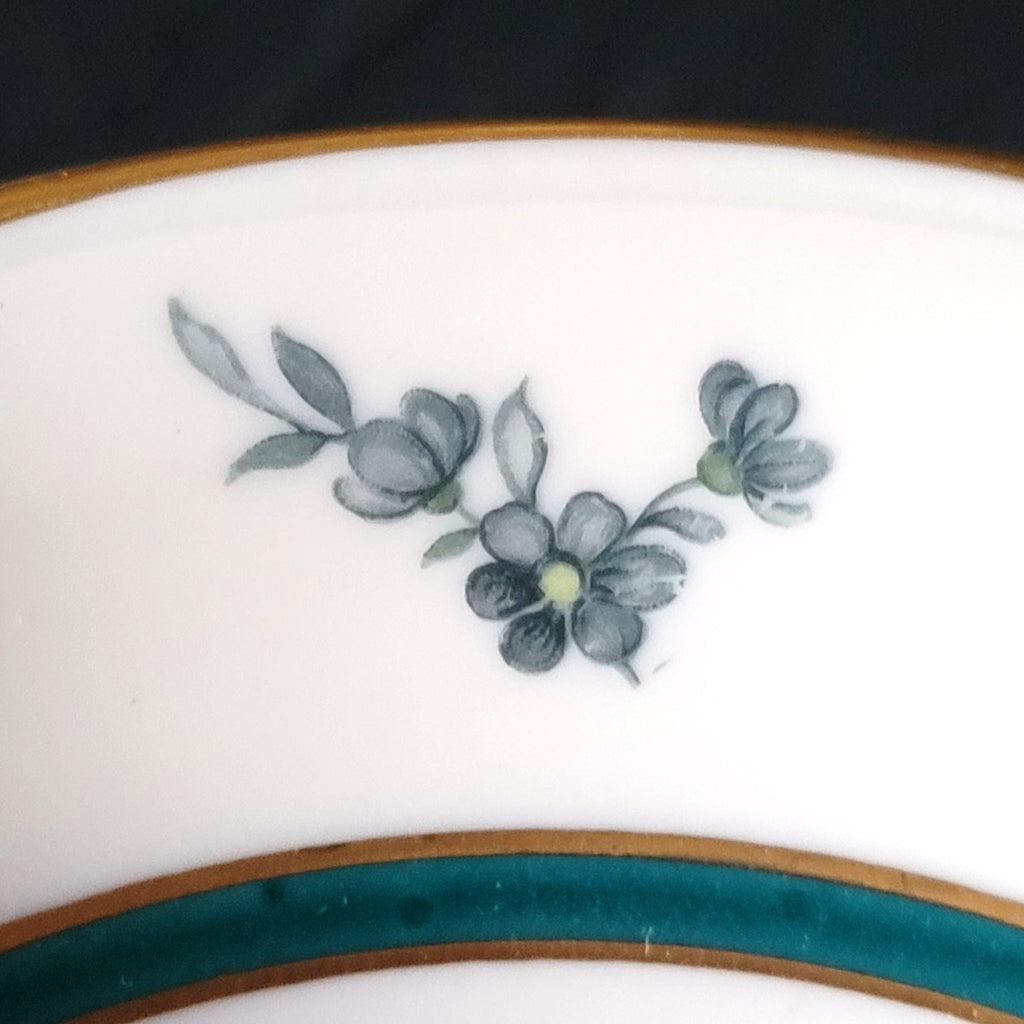 Vtg Royal Bayreuth Teal Tulip Fruit /Dessert/ Sauce Bowl Floral Design Gold Trim