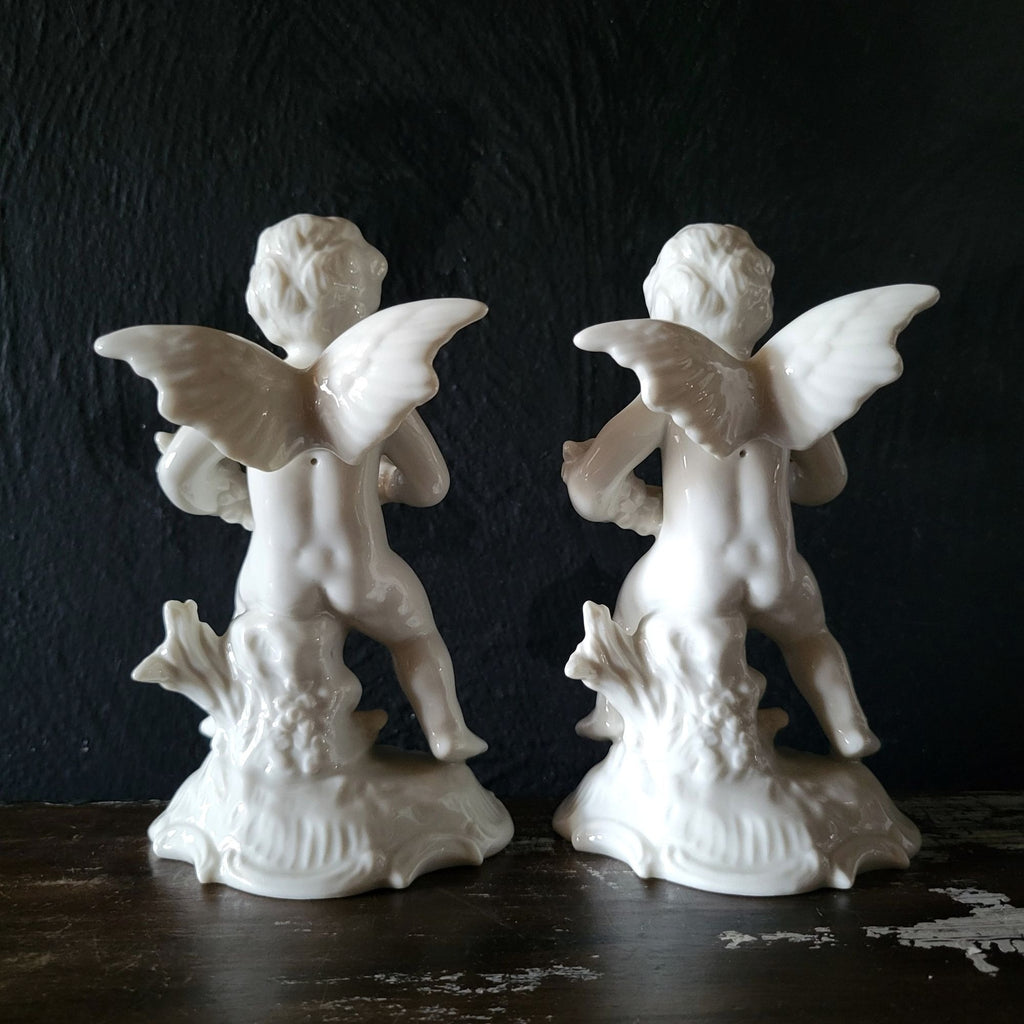 Pair Of Vintage Karl-Heinz Klette Dresden Porcelain Cherub Figurines "Spring"
