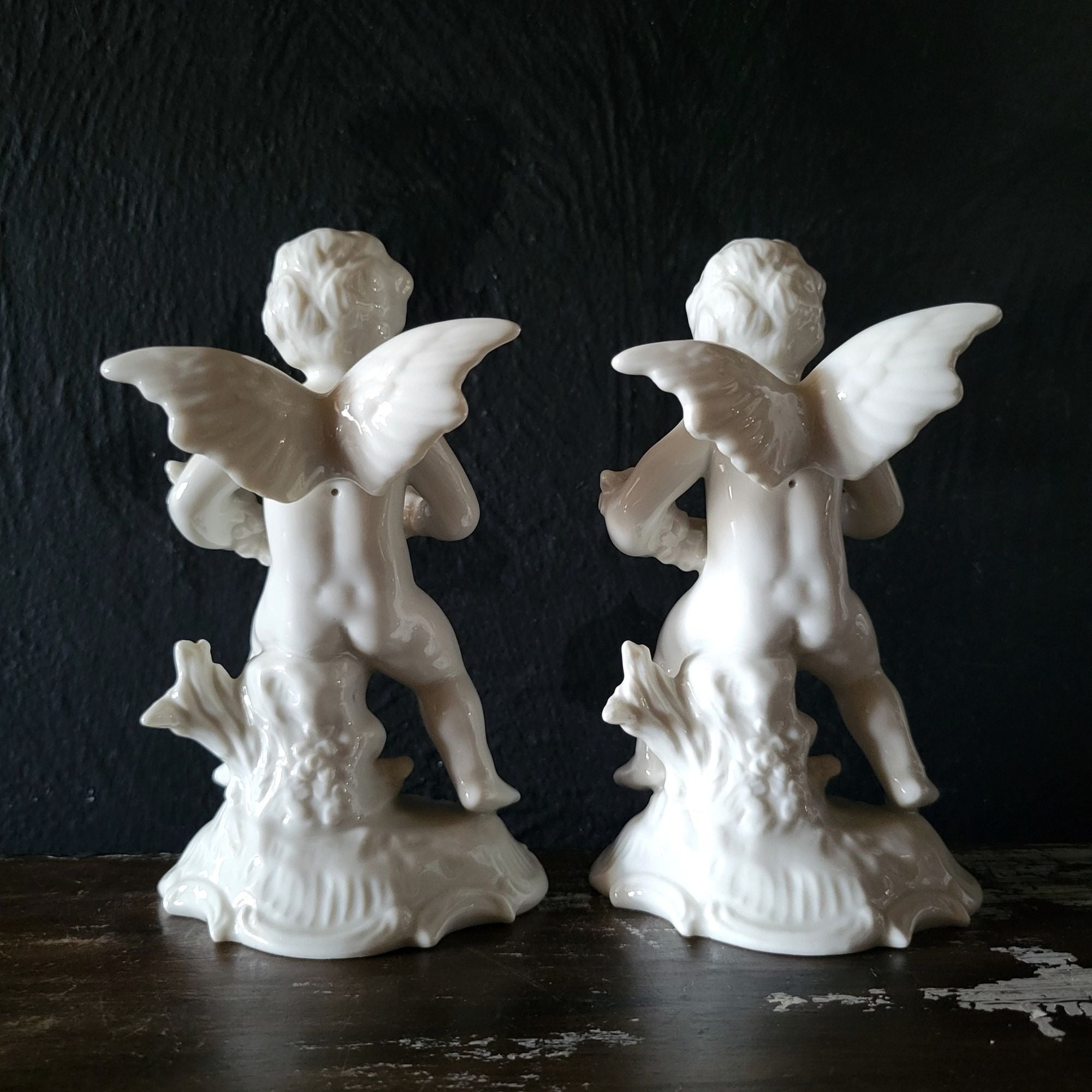 Pair Of Vintage Karl-Heinz Klette Dresden Porcelain Cherub Figurines "Spring"